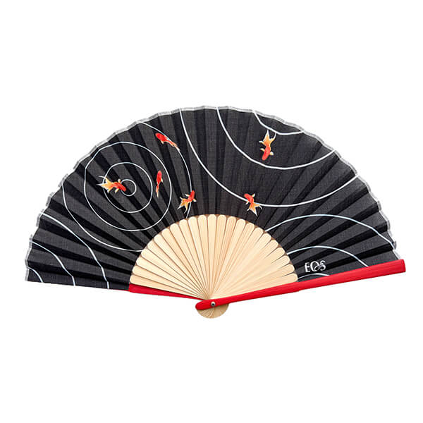 暑い夏に 扇子（金魚_赤）耐水性・難燃性 ケース付き 金魚_赤 【長さ】約21cm